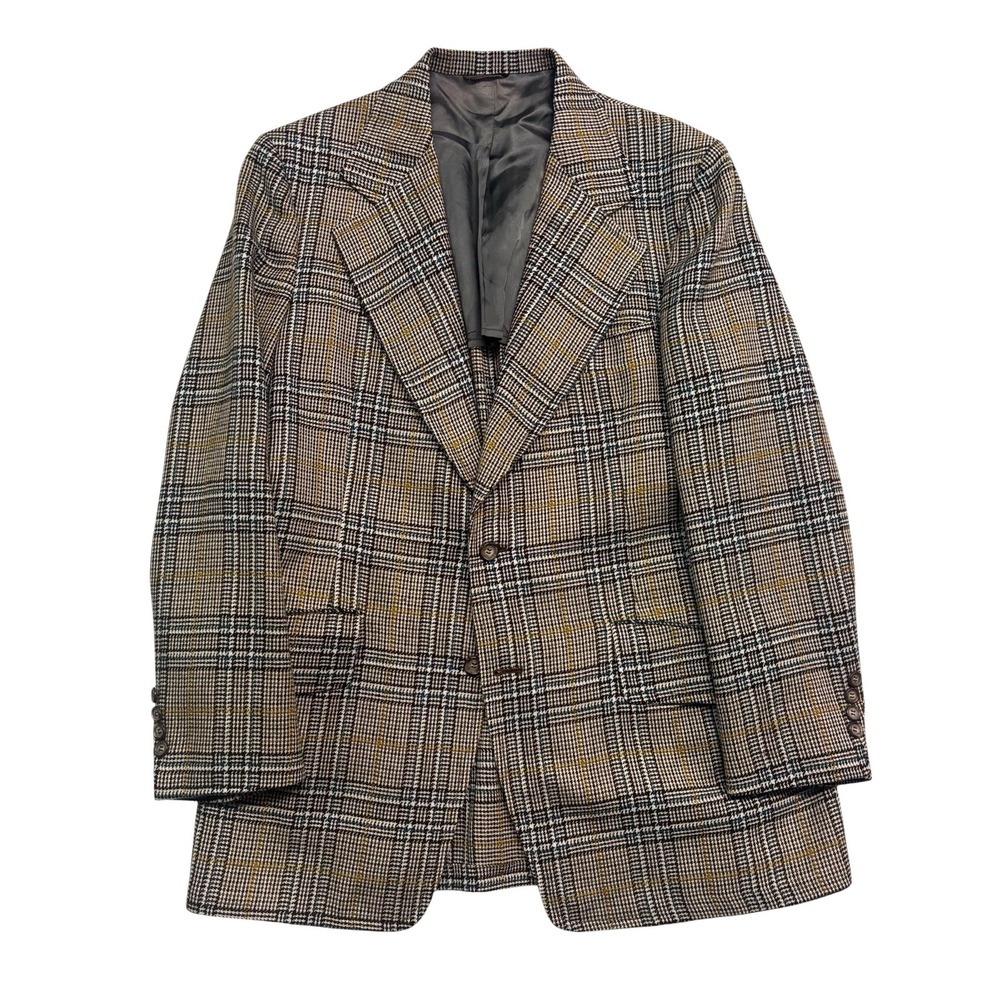 vtv 1970s Haspel 42R Multi-Color Plaid Heavy Tweed Blazer Jacket Sport Suit Coat